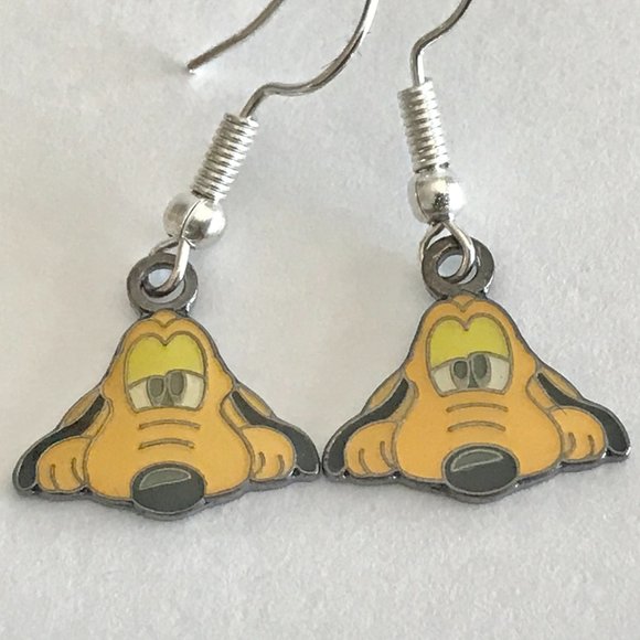 Vintage Disney Pluto Dog Earrings Mickey Mouse Fab 5 Disneyana Charm - Picture 1 of 5